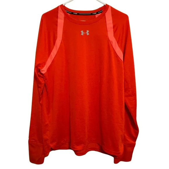 Under Armour Mens Sports Shirt -‎ HexDelta HeatGear - Tomato Red - Size XL - Picture 3 of 9